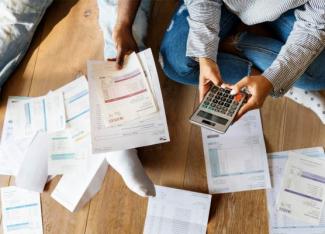  Image of a couple reviewing their finances. 